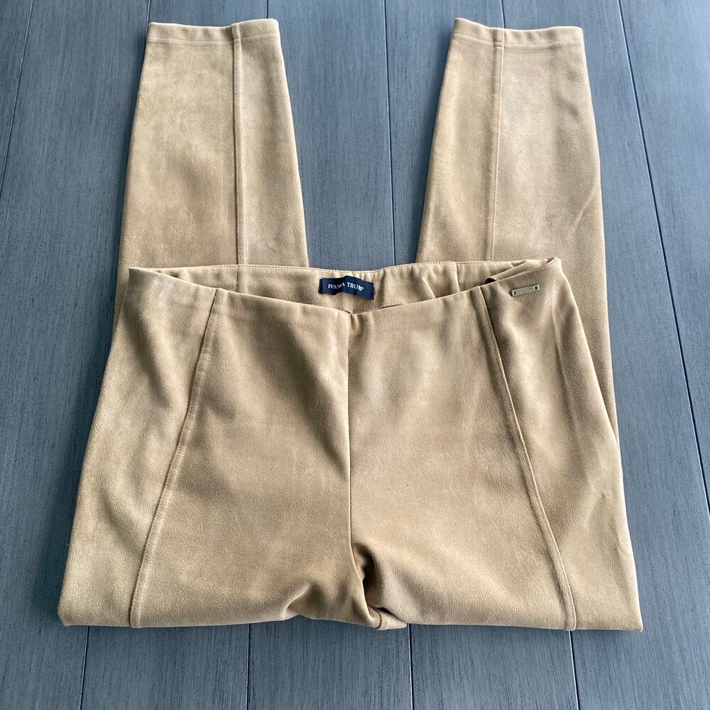 Ivanka Trump Faux Suede Leggings • Tan • Women’s Large • Elastic Waist